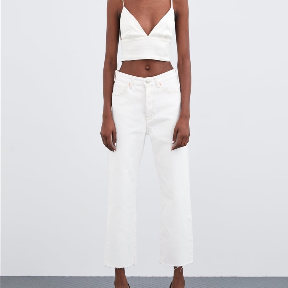 Zara hi-rise straight ankle jeans